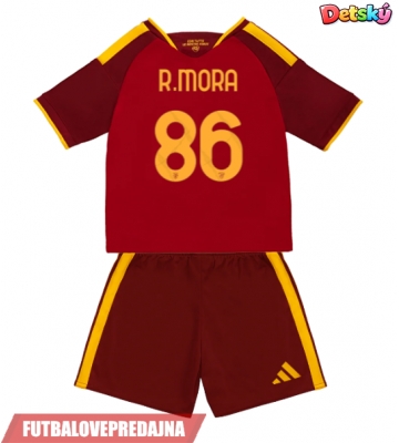 Lacne Dětský Futbalové dres AS Roma Rodrigo Mora #86 2026-27 Krátky Rukáv - Domáci (+ trenírky)